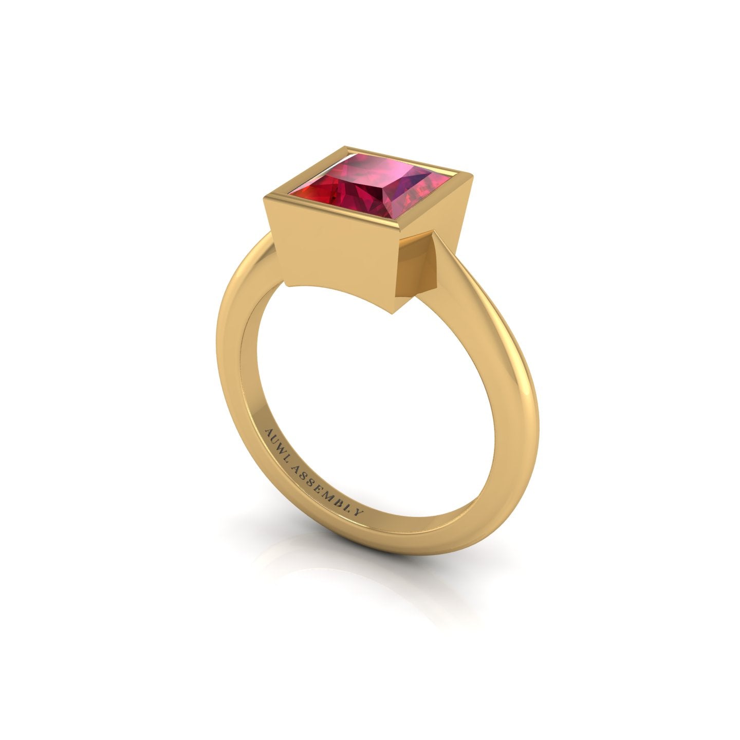 Gold ruby princess solitaire ring