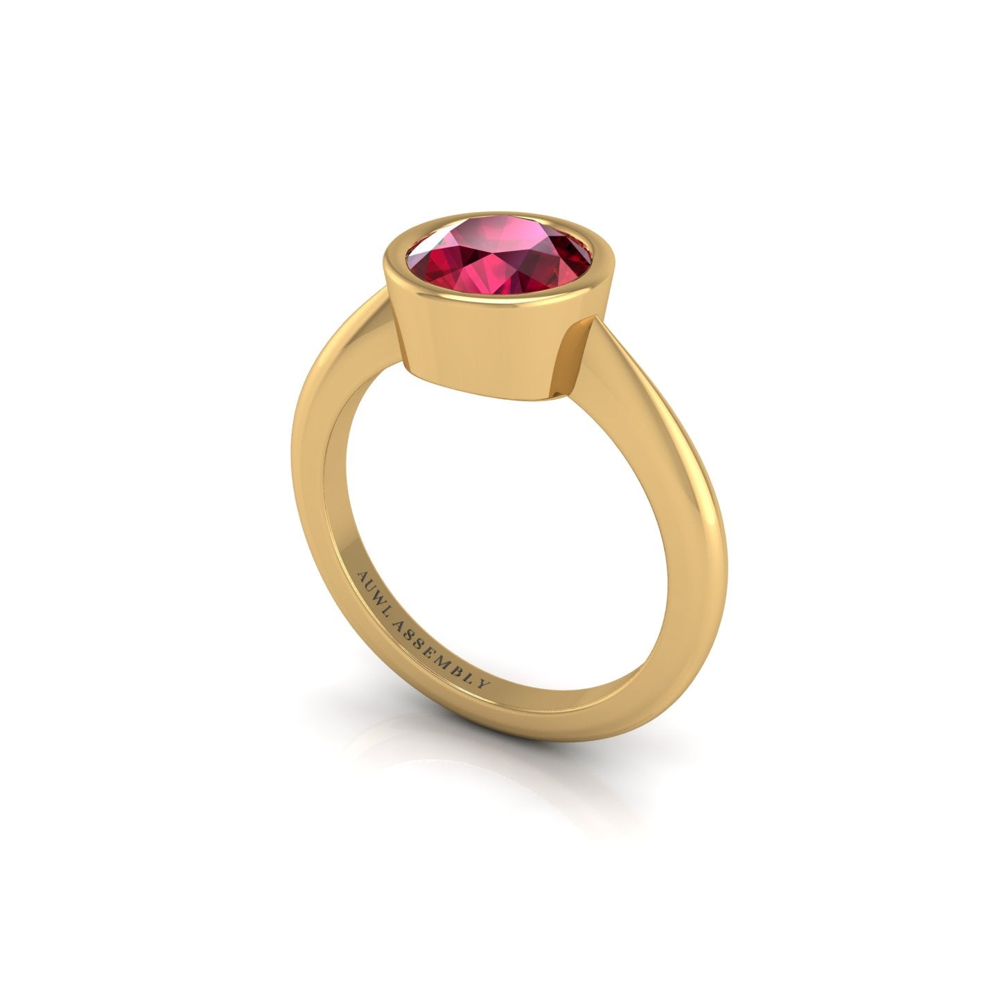 Gold ruby round solitaire ring