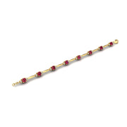 Gold ruby round stardust designer bracelet open view