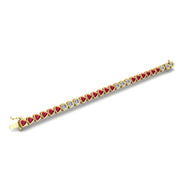 Gold ruby trillion stellar tennis bracelet open view