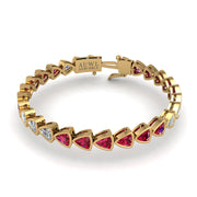 Gold ruby trillion stellar tennis bracelet