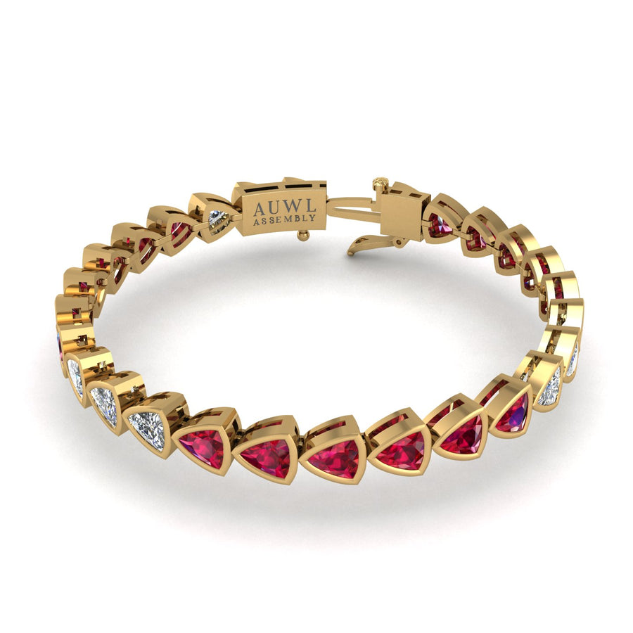 Gold ruby trillion stellar tennis bracelet
