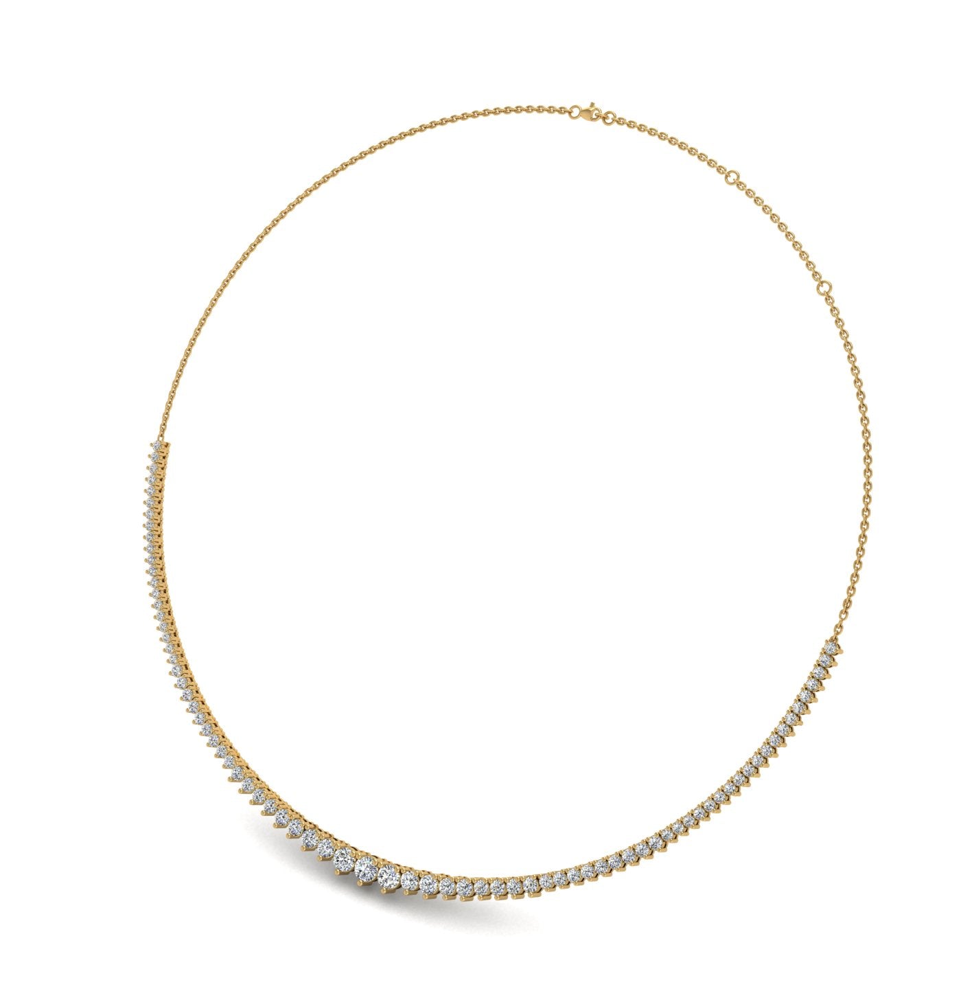 Gold tennis necklace cascade of light