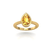 Gold yellow sapphire princess solitaire ring front view