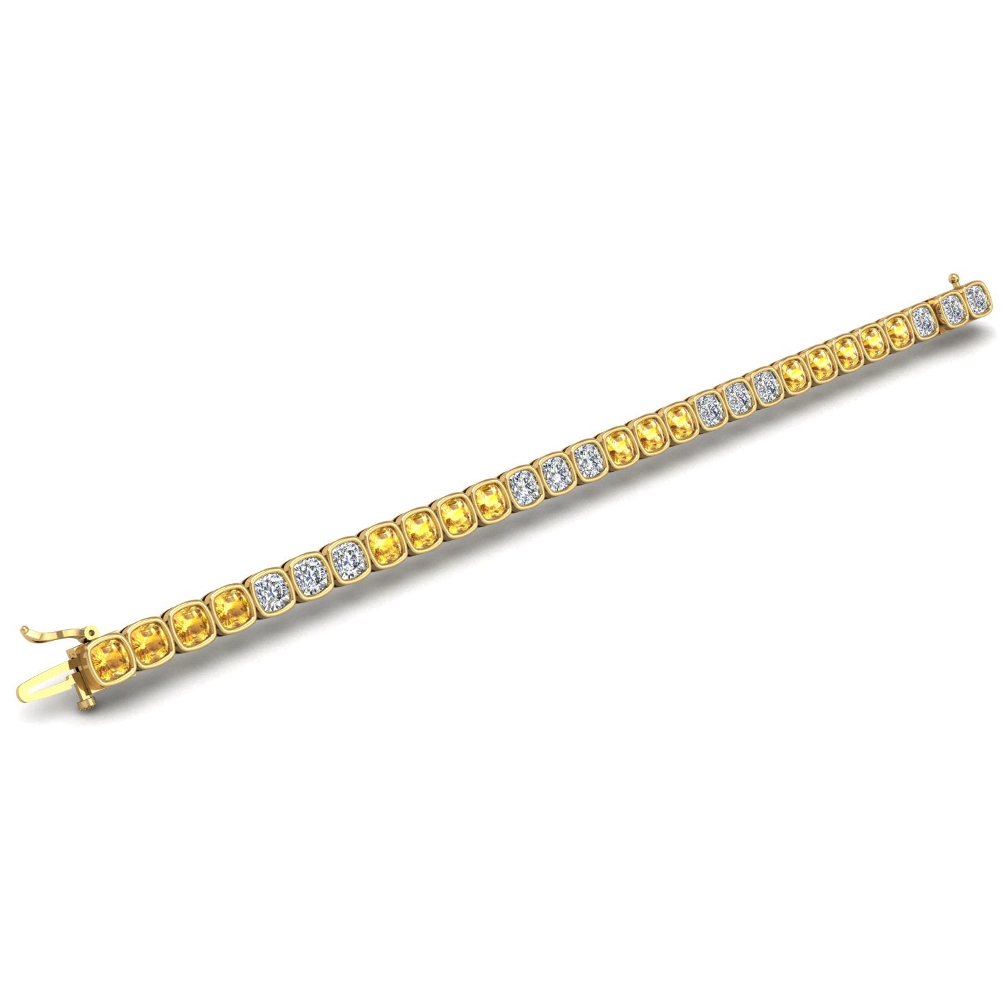 Gold yellow sapphire stellar tennis bracelet open view