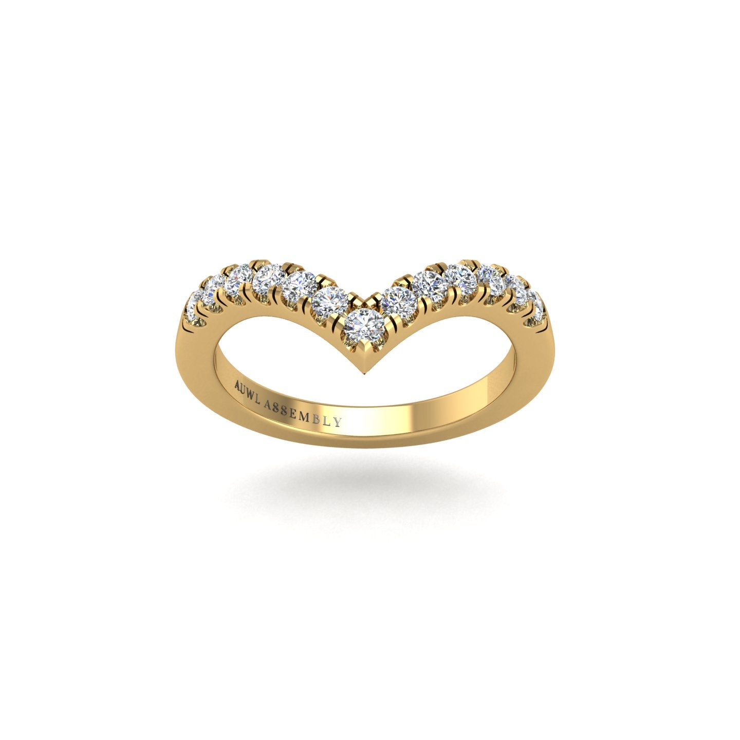 heart's triumph chevron round lab diamond wedding band