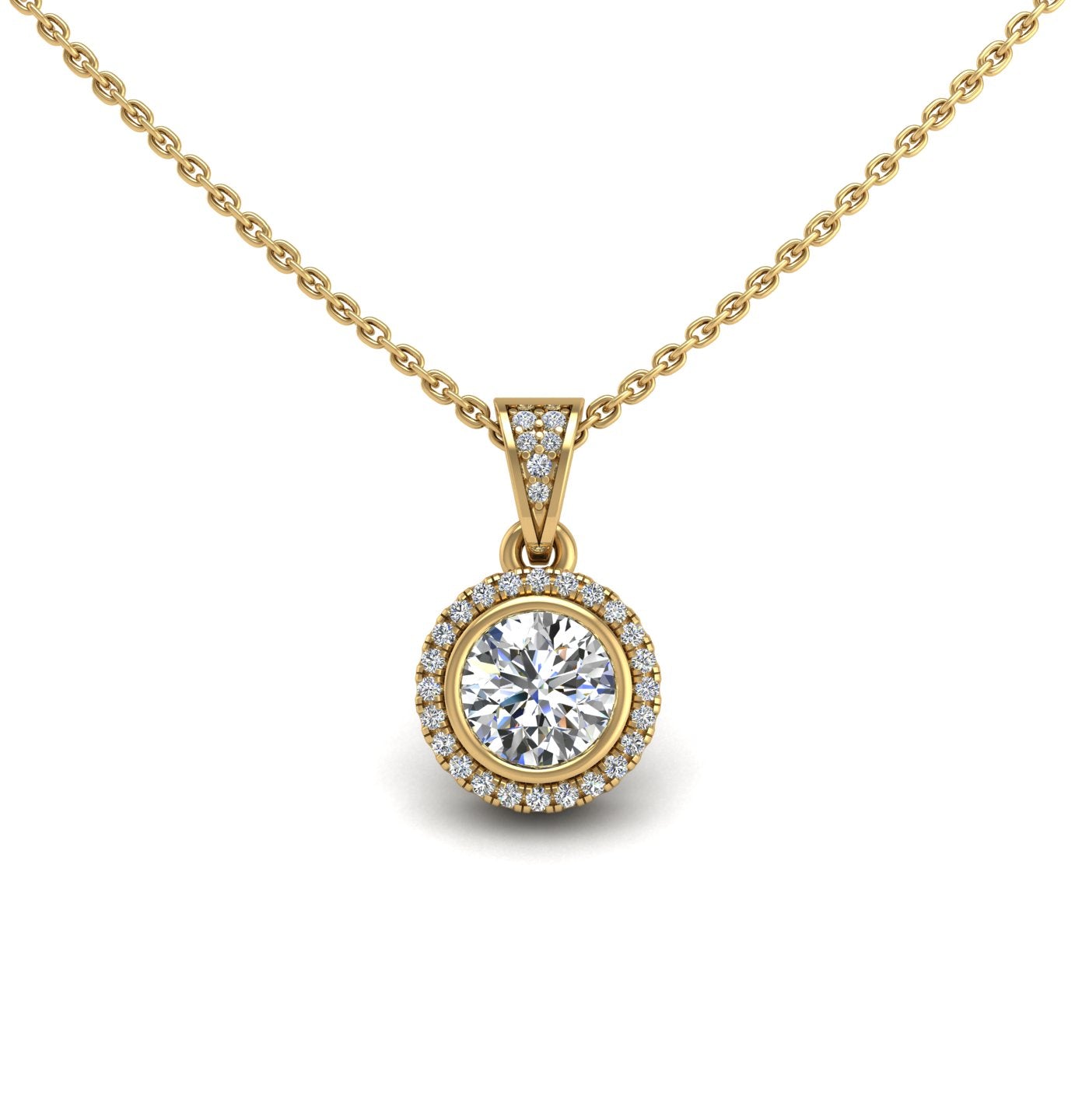 heavenly halo round lab-grown diamond pendant