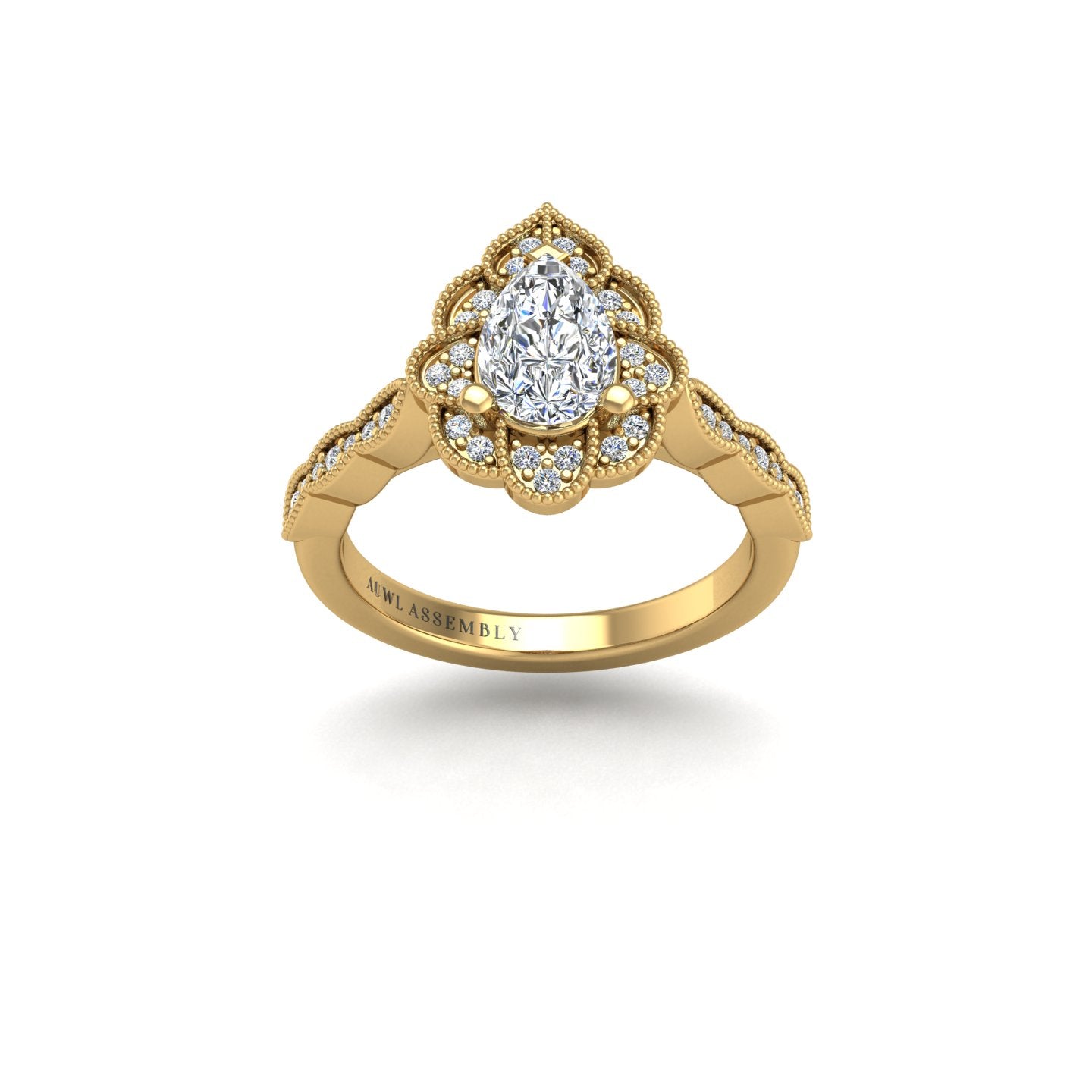 key to my heart pear lab-created diamond engagement ring