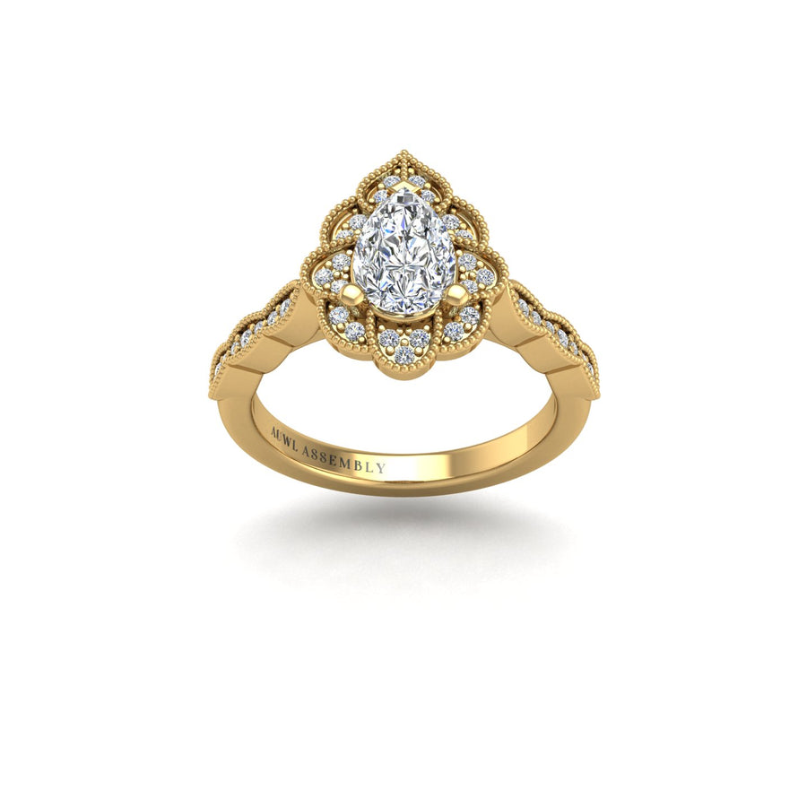 key to my heart pear lab-created diamond engagement ring