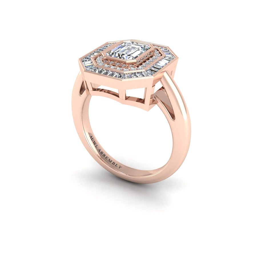 Lab Grown Diamond Maestro Choice Emerald Cut Diamond Ring in Rose Gold- AUWL Assembly
