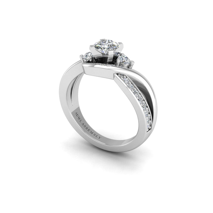 Three stone engagement ring in white gold – AUWL Assembly