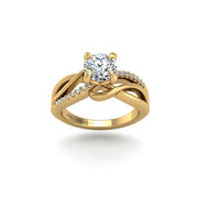 love knot crossover round lab-grown engagement ring