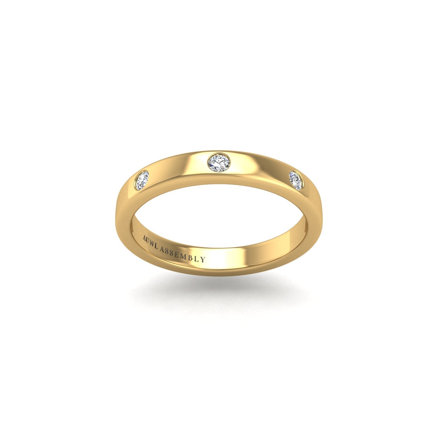 past, present, and forever three-stone round lab diamond wedding band