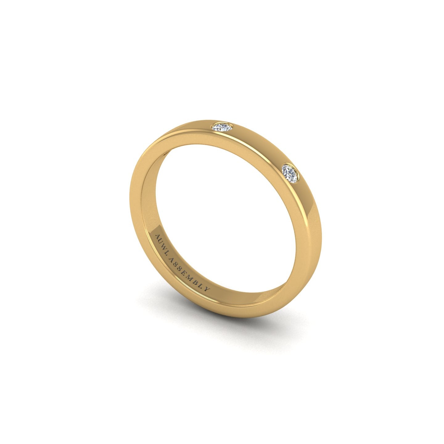 past, present, and forever three-stone round lab-grown diamond wedding band