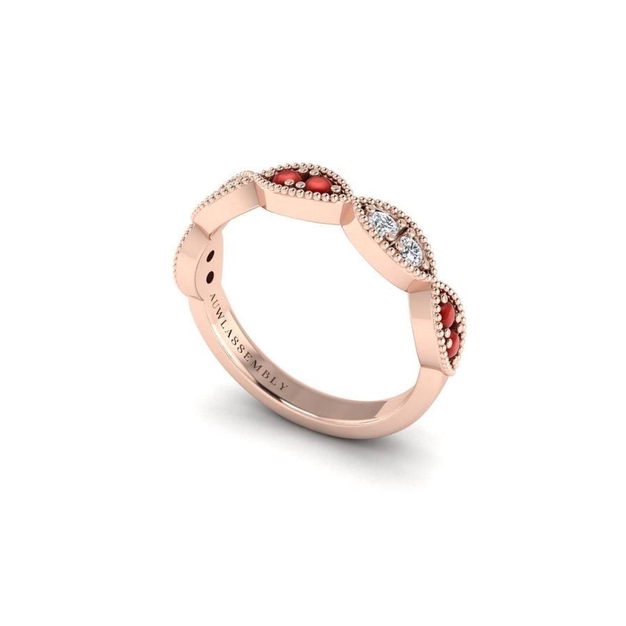 Leaf of Promise Laurel Band - Red Coral Round