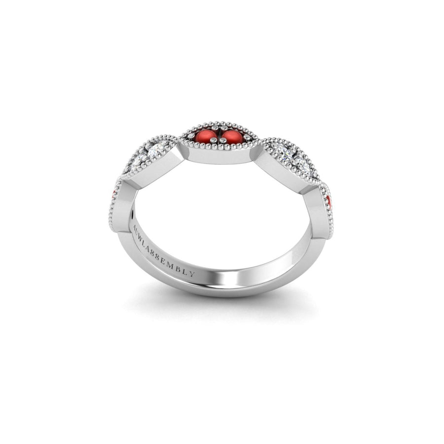Leaf of Promise Laurel Band - Red Coral Round