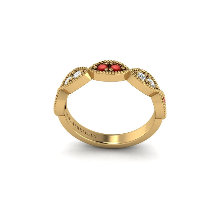 Leaf of Promise Laurel Band - Red Coral Round
