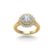sun and stars double halo round lab-created diamond engagement ring
