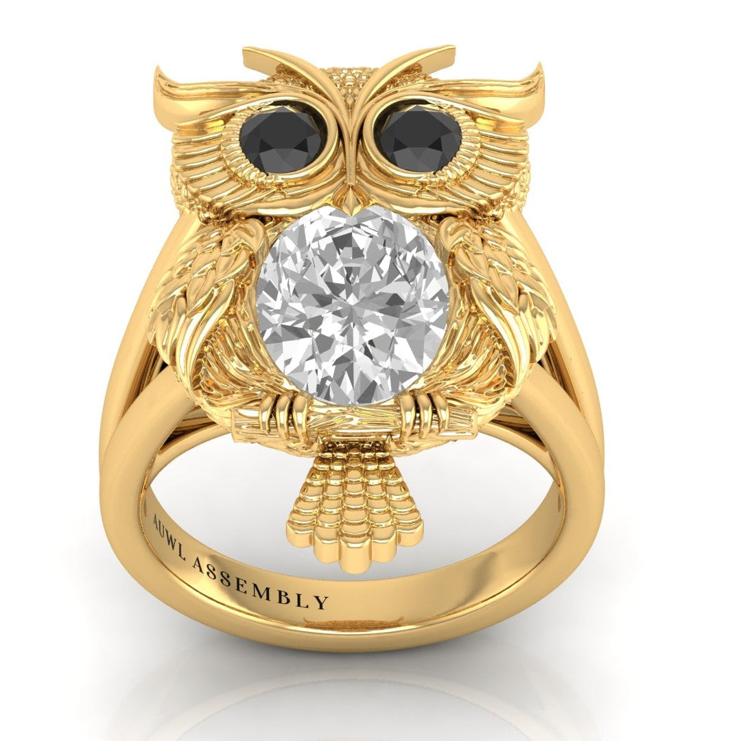 the magician pechaka owl lab-grown diamond oval ring