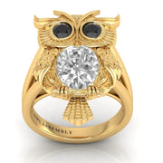 the magician pechaka owl lab-grown diamond oval ring