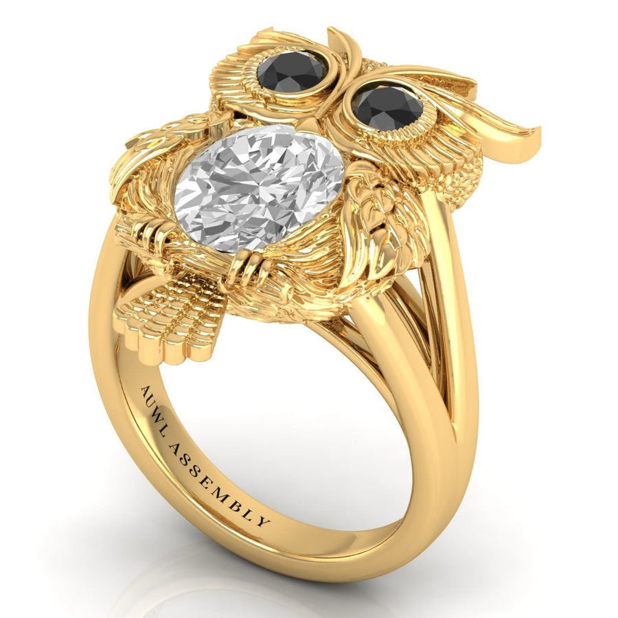 the magician pechaka owl oval lab-grown diamond ring